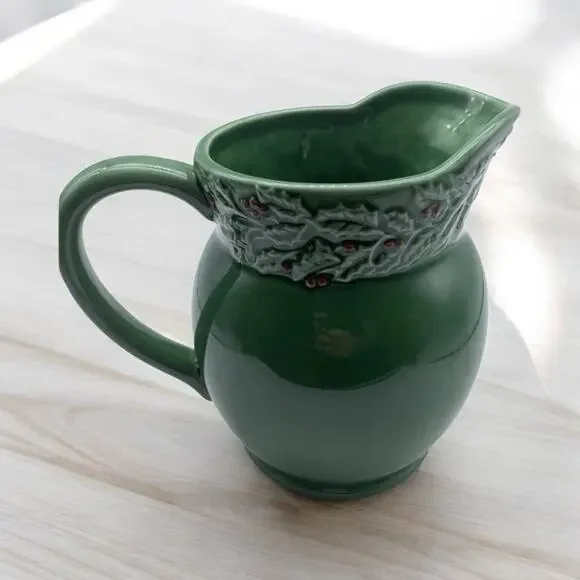 Vintage Ceramic Holiday HollyBerry Pitcher by Garden Ridge, 2005 Original Tag 8" - Picture 1 of 10